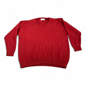 Vintage Tuttle Golf Sweater Adult LARGE Red Angora Wool Blend Preppy Sports 90s